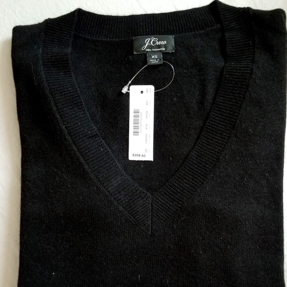 J.Crew Cashmere V-neck fitted sweater, Black - Picture 3 of 3